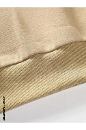 Erkek El Baskı Bisiklet Yaka Sweatshirt