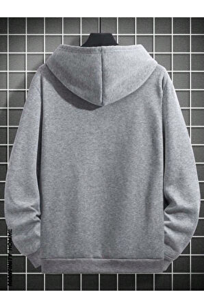 Erkek Geyik Baskı Kapüşonlu Sweatshirt