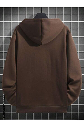 Erkek Geyik Baskı Kapüşonlu Sweatshirt