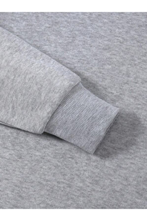 Erkek La Baskı Bisiklet Yaka Sweatshirt