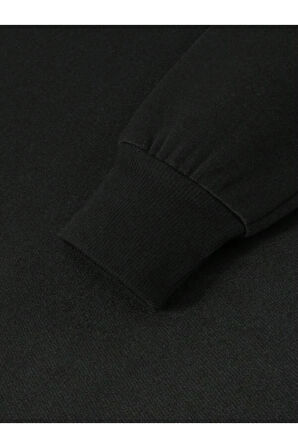 Erkek La Baskı Bisiklet Yaka Sweatshirt