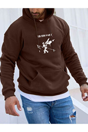 Erkek Linkin Park Baskılı Kapüşonlu Sweatshirt