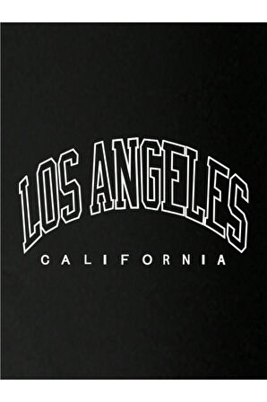 Unisex Siyah Los Angeles Fermuarlı Kapüşonlu Hırka