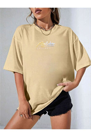Kadın Malibu Baskılı Oversize T-Shirt