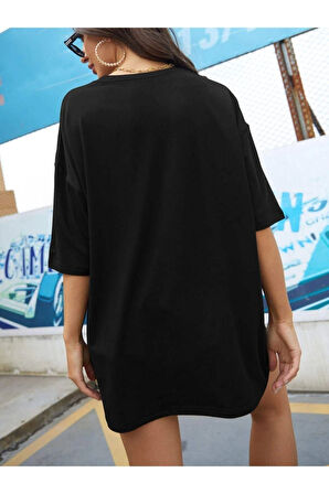 Kadın Malibu Baskılı Oversize T-Shirt