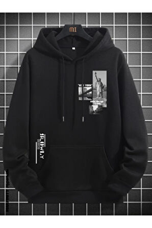 Erkek Slowly Baskı Kapüşonlu Sweatshirt