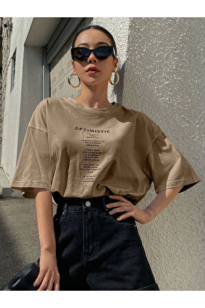 Unisex Optimistic Baskılı Oversize Tshirt