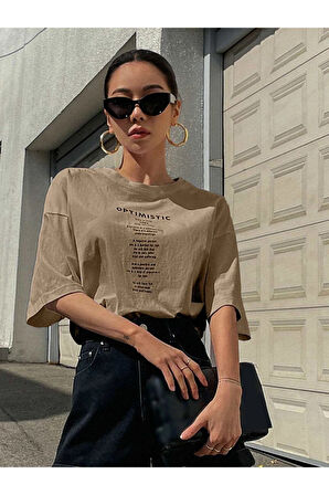 Unisex Optimistic Baskılı Oversize Tshirt
