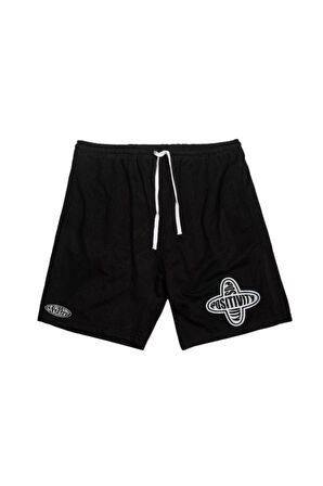 Erkek Siyah Positivity Baskılı Oversize Şort