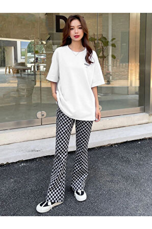 Unisex Beyaz Sweet Baskılı Oversize Tshirt