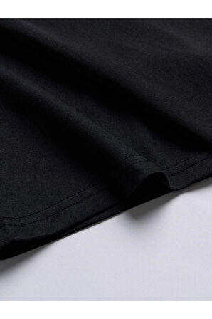 Unisex Siyah Limited Edition Sırt Baskılı Bisiklet Yaka Oversize T-shirt