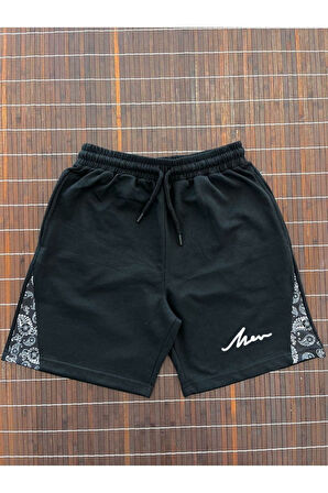 Erkek Gri Man Baskılı Desenli Şort