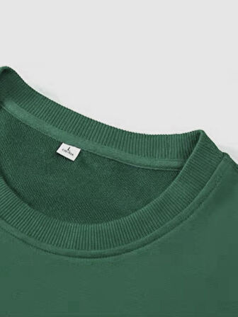 Erkek Believe Baskılı Oversize Bisiklet Yaka Sweatshirt