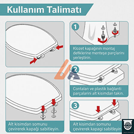 Alttan Sıkmalı Klozet Kapağı Menteşesi | Kapak Montaj Aparatı Vidalı Takım