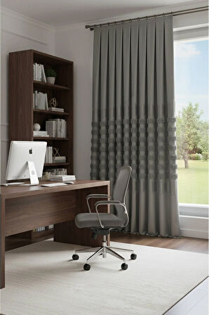 ✨ Noble Pano Gri Fon Perde 1x3 Sık Pile Çift Kanat | Modern & Şık Salon Perdesi