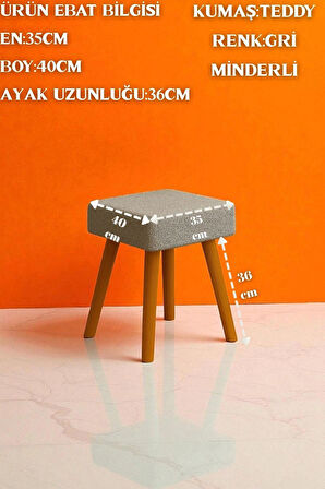 ALVIA Modern Ahşap Ayaklı Teddy Peluş Kare Bench Puf – Dekoratif Tabure