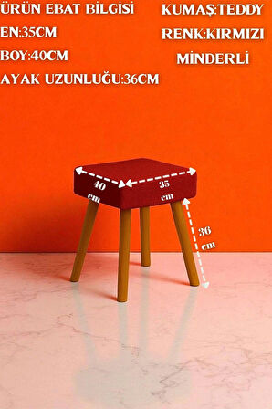 ALVIA Modern Ahşap Ayaklı Teddy Peluş Kare Bench Puf – Dekoratif Tabure
