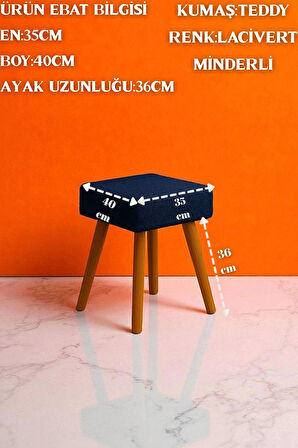 ALVIA Modern Ahşap Ayaklı Teddy Peluş Kare Bench Puf – Dekoratif Tabure
