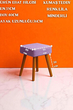 ALVIA Modern Ahşap Ayaklı Teddy Peluş Kare Bench Puf – Dekoratif Tabure