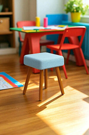 ALVIA Modern Ahşap Ayaklı Teddy Peluş Kare Bench Puf – Dekoratif Tabure