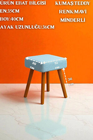 ALVIA Modern Ahşap Ayaklı Teddy Peluş Kare Bench Puf – Dekoratif Tabure