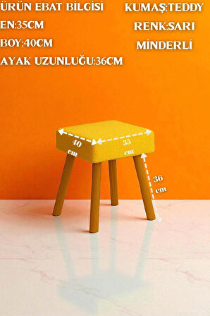 ALVIA Modern Ahşap Ayaklı Teddy Peluş Kare Bench Puf – Dekoratif Tabure