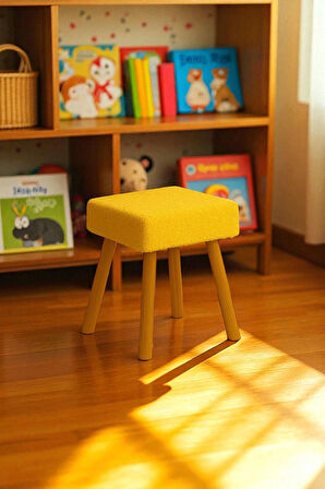 ALVIA Modern Ahşap Ayaklı Teddy Peluş Kare Bench Puf – Dekoratif Tabure