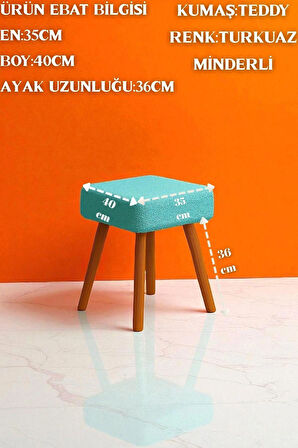 ALVIA Modern Ahşap Ayaklı Teddy Peluş Kare Bench Puf – Dekoratif Tabure