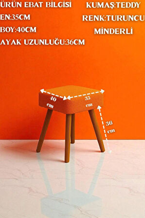 ALVIA Modern Ahşap Ayaklı Teddy Peluş Kare Bench Puf – Dekoratif Tabure