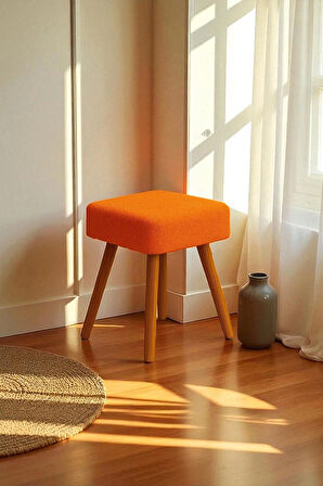 ALVIA Modern Ahşap Ayaklı Teddy Peluş Kare Bench Puf – Dekoratif Tabure