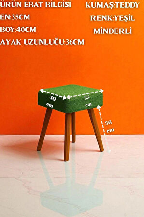 ALVIA Modern Ahşap Ayaklı Teddy Peluş Kare Bench Puf – Dekoratif Tabure