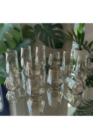 18 Parça Füme Cam Bardak Seti – 6 Çay Bardağı + 6 Uzun Su Bardağı + 6 Kısa Su Bardağı