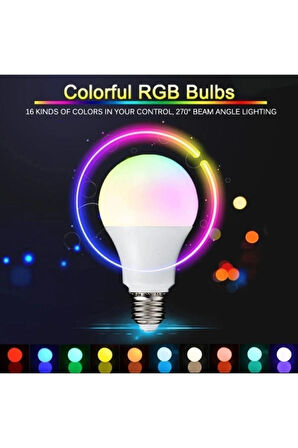 Nisaca 9 W Rgb Led Ampul Çok Renkli ( Dim Edilebilir ) E 27 Duylu Uzaktan Kumandalı