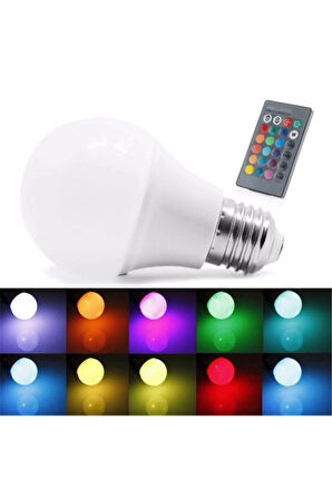 Nisaca 9 W Rgb Led Ampul Çok Renkli ( Dim Edilebilir ) E 27 Duylu Uzaktan Kumandalı