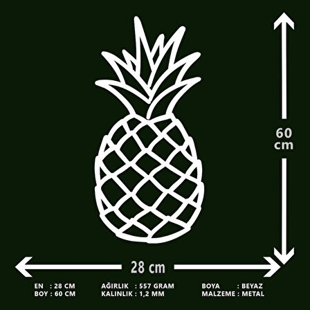 ANSAC METAL Ananas  Metal Duvar Tablosu 28x60cm Beyaz