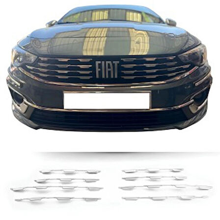 Fiat Egea Krom Ön Panjur 2021 Üzeri Uyumlu 8 Parça Makyajlı Kasa