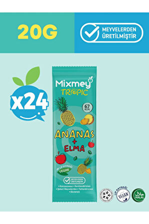 Mixmey Ananas Meyve Bar 24 Adet | Vegan, Doğal Ve Glutensiz Sağlıklı Atıştırmalık - 20gr X 24 Adet