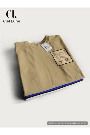 Nevermind Unisex Antik Mısır Baskılı Oversize Tişört