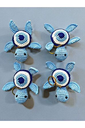 Nazar Detaylı Kaplumbağa Amigurimi Anahtarlık & Çanta Süsü. 1 Adet Fiyatıdır.