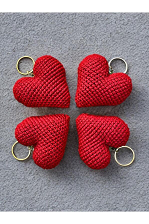 Amigurimi Anahtarlık Kırmızı Kalp Şeklinde El Emeği 1 Adet Fiyatıdır.