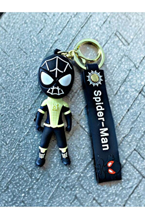Spiderman Örümcek Adam Silikon Anahtarlık ve Çanta Süsü. 10 cm. Siyah