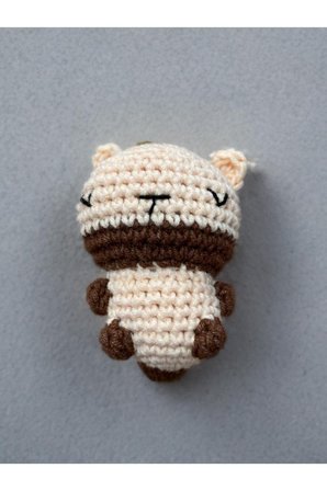 El Yapımı Amigurumi Anahtarlık 8-9 cm Örgü Hediyelik & Çanta Anahtar Aksesuarı Bej