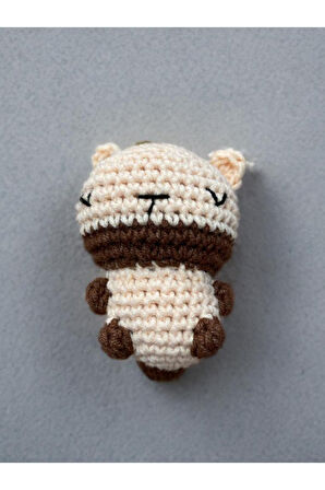 El Yapımı Amigurumi Anahtarlık 8-9 cm Örgü Hediyelik & Çanta Anahtar Aksesuarı Mor