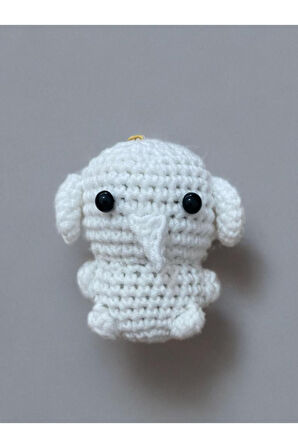 Amigurumi Anahtarlık 7-8 cm Sevimli El Örgüsü Hediyelik Anahtar ve Çanta Aksesuarı Beyaz