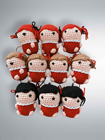 Amigurumi Anahtarlık 7-8 cm Sevimli El Örgüsü Hediyelik Anahtar ve Çanta Aksesuarı