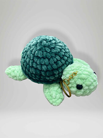 Amigurumi Kaplumbağa Anahtarlık Çanta Süsü Oyuncak 13-15 cm 