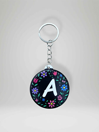 Kişiye Özel Harfli Çiçek Desenli Şişe Açacağı Anahtarlık  Hem Şık Hem Kullanışlı Hediye Seçeneği