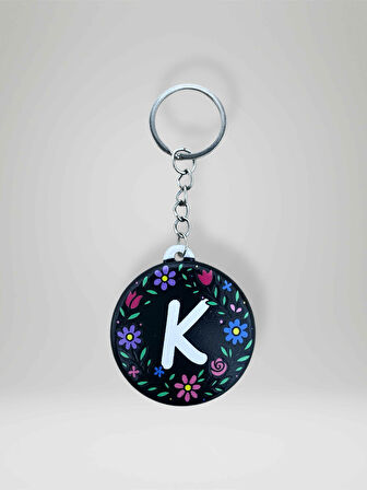 K HARF Kişiye Özel Harfli Çiçek Desenli Plastik Anahtarlık Şişe Açacağı  Hem Şık Hem Kullanışlı Hediye Seçeneği