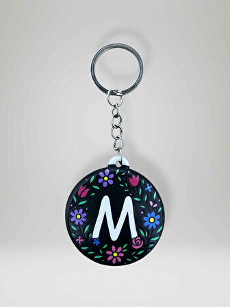 M HARF Kişiye Özel Harfli Çiçek Desenli Plastik Anahtarlık Şişe Açacağı  Hem Şık Hem Kullanışlı Hediye Seçeneği