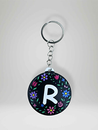 R HARF Kişiye Özel Harfli Çiçek Desenli Plastik Anahtarlık Şişe Açacağı  Hem Şık Hem Kullanışlı Hediye Seçeneği